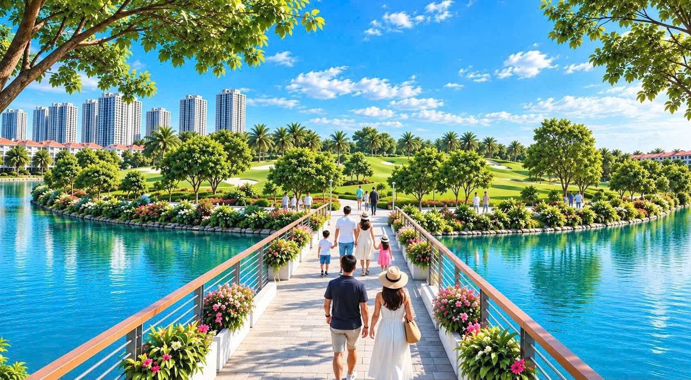 Cầu đi bộ ra khu công viên — Vinhomes King Park