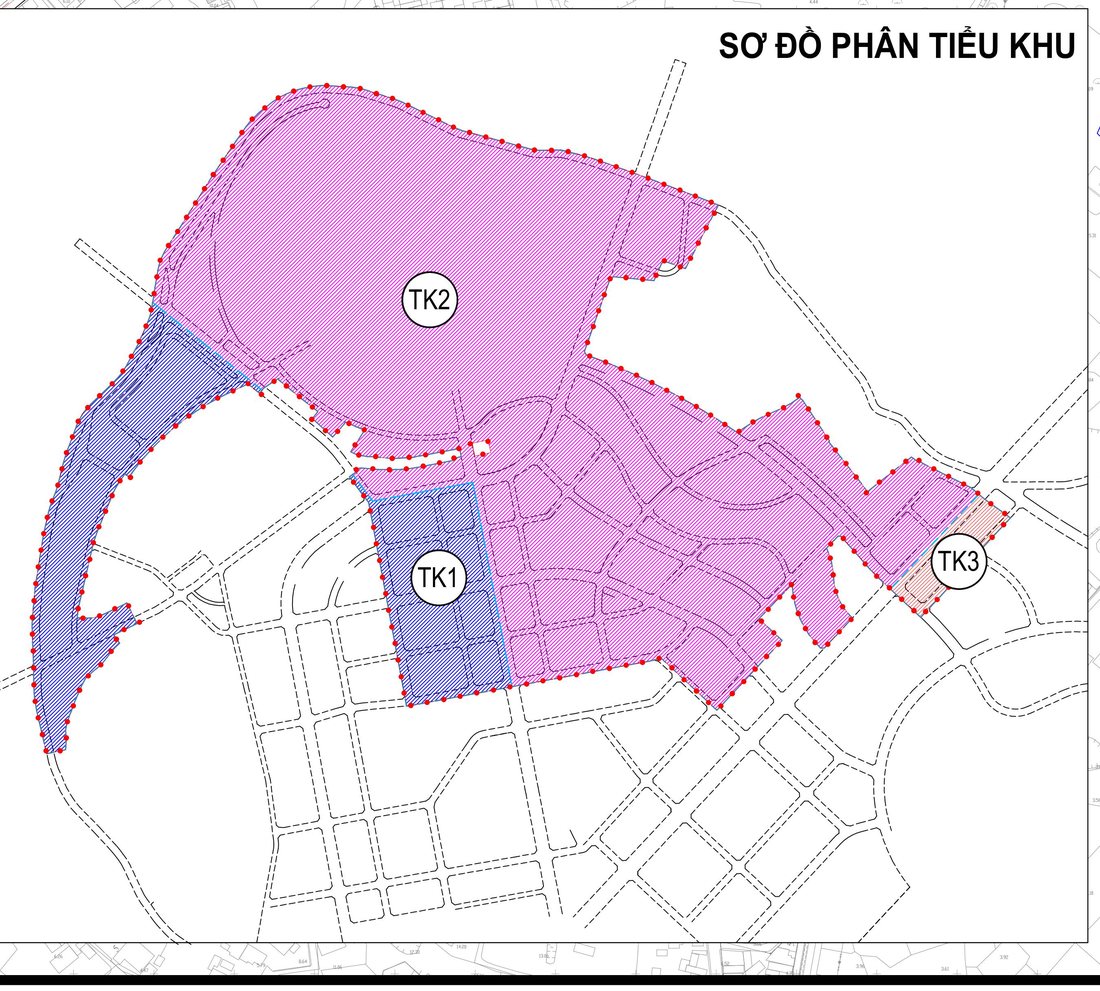 Sơ đồ phân tiểu khu trong bản vẽ QH-03